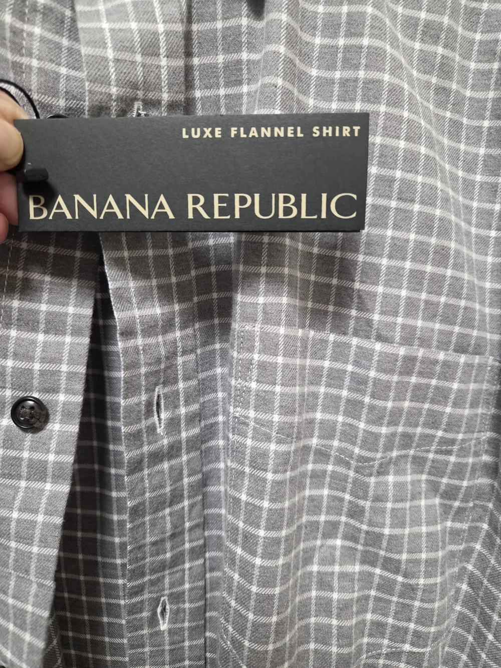 Banana Republic Gray Windowpane Luxe Flannel Shirt